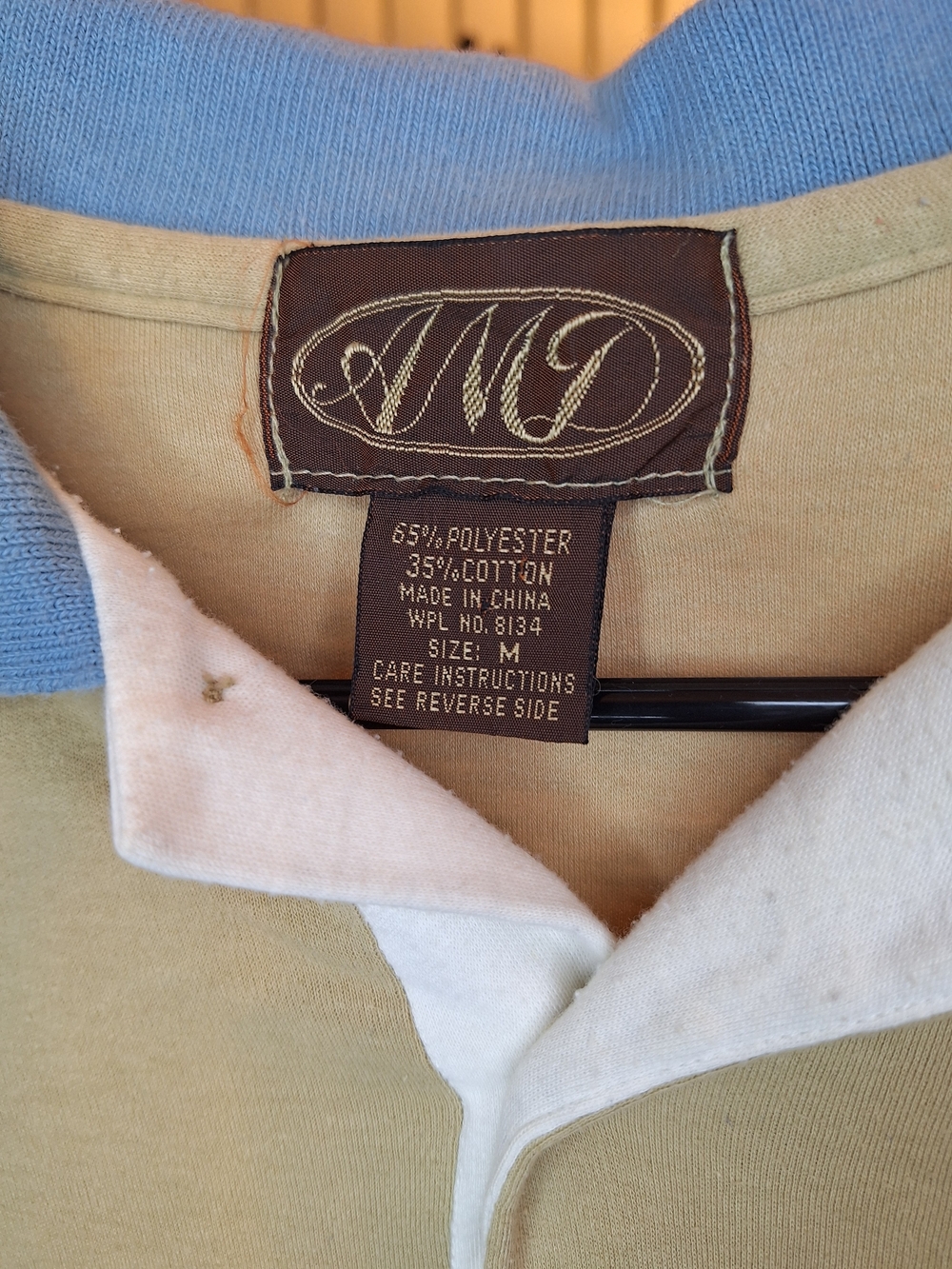 AMD Men’s Polo in Light Blue and Cream/Beige